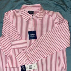 Chaps Women’s dress shirt NWT Pink/White strips M